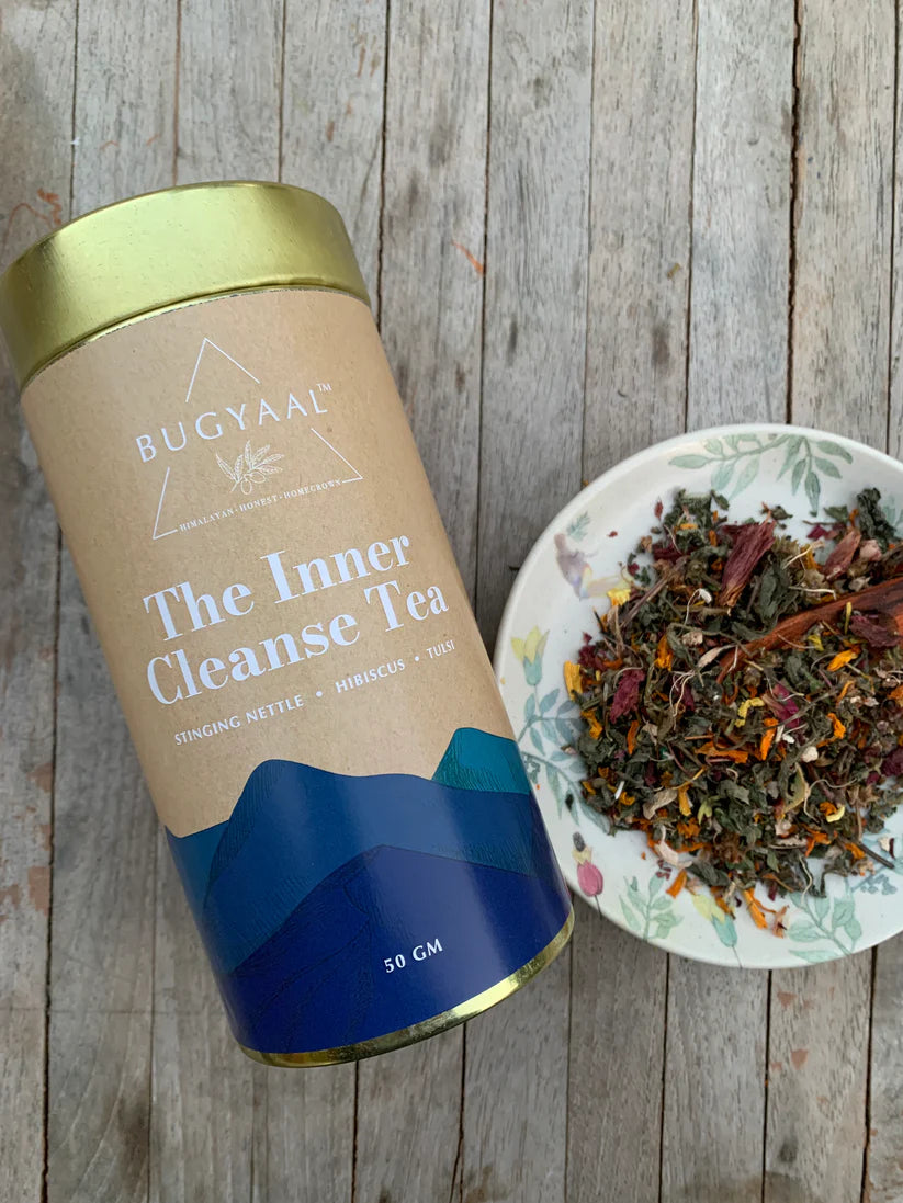 The Inner Cleanse Tea - Stinging Nettle, Himalayan Tulsi, Hibiscus – Natural – Indian – Caffeine Free - Bugyaal – 50gm