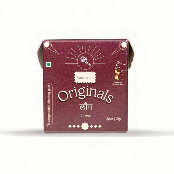 Chewing Gum - Clove - 15 Pieces Per Pack - Natural - Vegan, Sugar Free &amp; Plastic Free - Gud Gum - 21gm