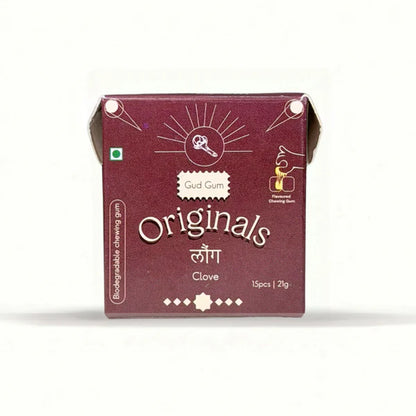Chewing Gum - Clove - 15 Pieces Per Pack - Natural - Vegan, Sugar Free &amp; Plastic Free - Gud Gum - 21gm
