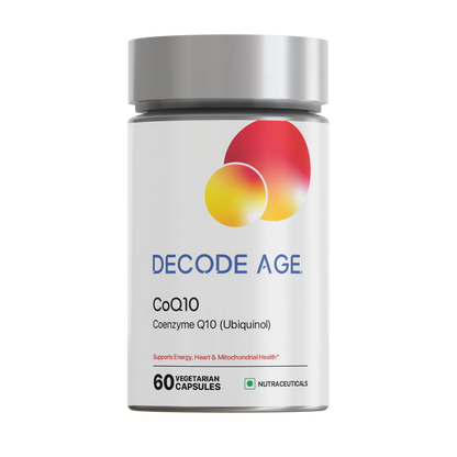 CoQ10 | Coenzyme Q10 (Ubiquinol) - Support Energy, Heart &amp;amp; Mitochondrial Health - Vegan, Gluten Free, Soy Free, Sugar Free, Non GMO &amp;amp; No Artificial Sweeteners - Decode Age -  60 Capsules