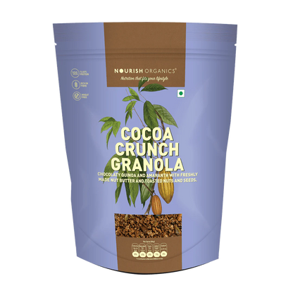 Cocoa Crunch Granola - No Added Sugar, High Protein, High Fiber, Lactose Free &amp; Fat Free – Nourish Organics - 300gm
