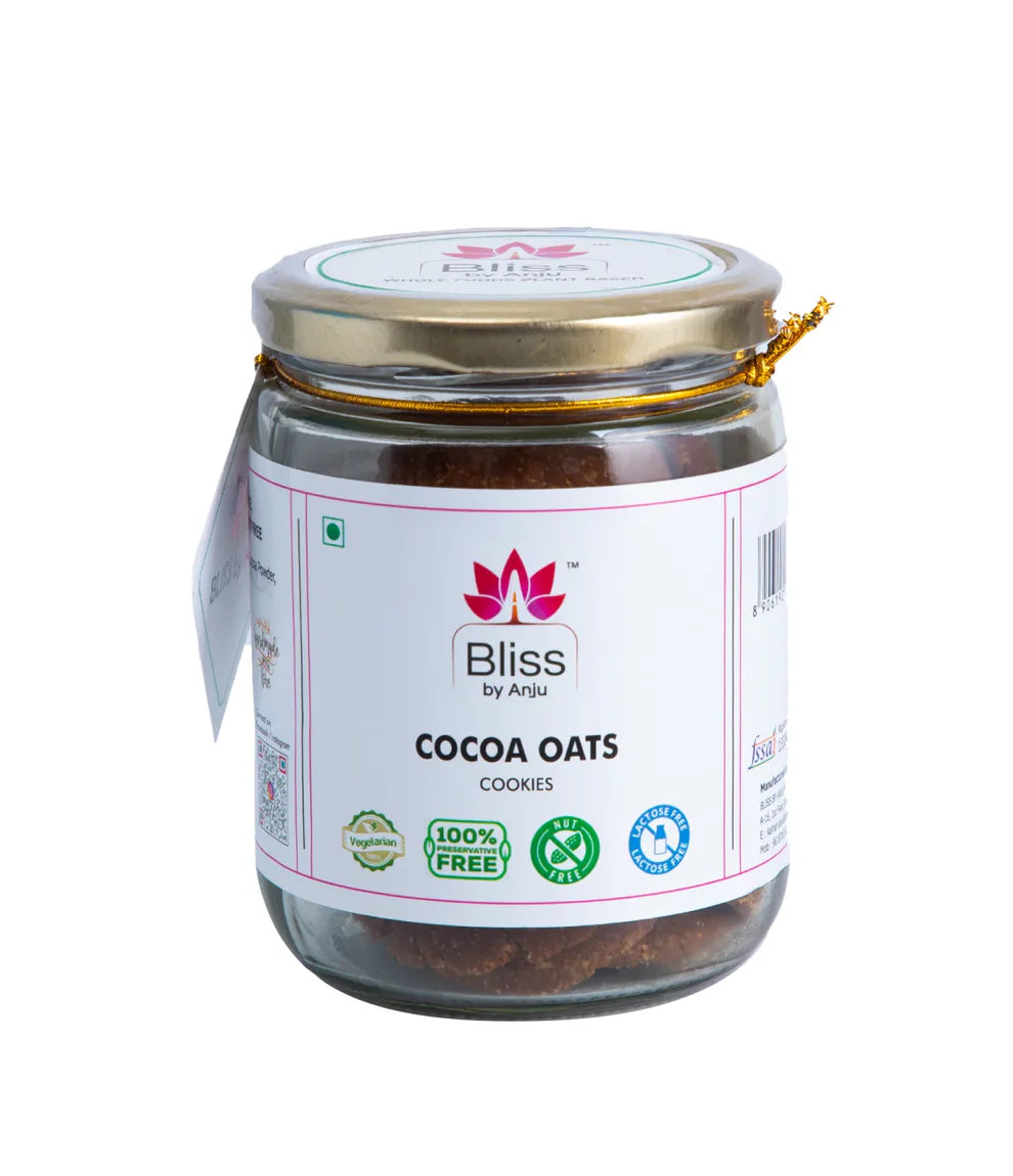 Biscuits | Cocoa Oats Biscuits – Gluten Free, Preservatives Free, Butter Free & Refined Sugar Free - Bliss Box Foods – 200gm