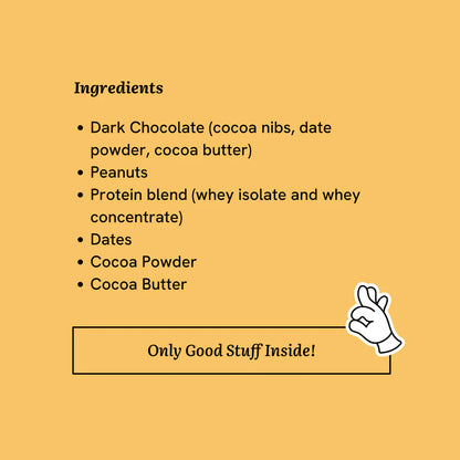 Chocolate Bar | Cocoa Peanut Pleasure (Protein Bar) – 10g Protein – Real Chocolate – No Added Artificial Preservatives &amp; No Added Sugar – Freely – 44gm