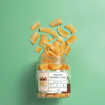 Coconut Chips | Toasted (Dried Sweet) - Not Fried - Natural - Vegan, Gluten Free &amp;amp; No Preservatives - Good Graze - 100gm