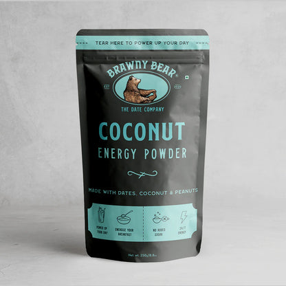 Energy Powder | Coconut (Made With Dates, Coconut &amp;amp; Peanuts) - Vegan, No Preservatives &amp;amp; No Added Sugar - Brawny Bear - 250gm