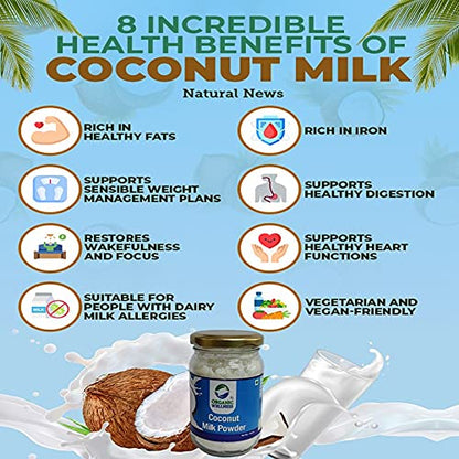 Coconut Milk Powder - Vegan &amp;amp; Gluten Free - Organic Wellness - 100gm