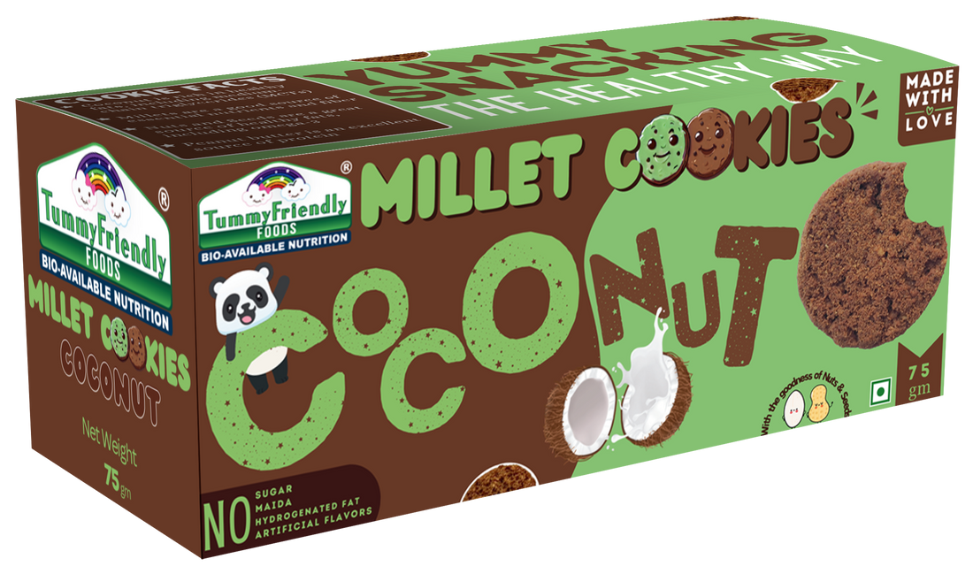 Millet Cookies | Coconut - Gluten Free, No Added Sugar, Maida, Hydrogenated Fat & No Added Artificial Flavors - Tummy Friendly – 75gm