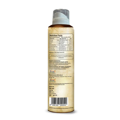 Coconut Oil Spray | Coconut Oil Cooking Spray (Extra Virgin) – Good for Skin, Hair, Baby Massage - Organic – Cold Pressed – Pure Nutrition – 200ml