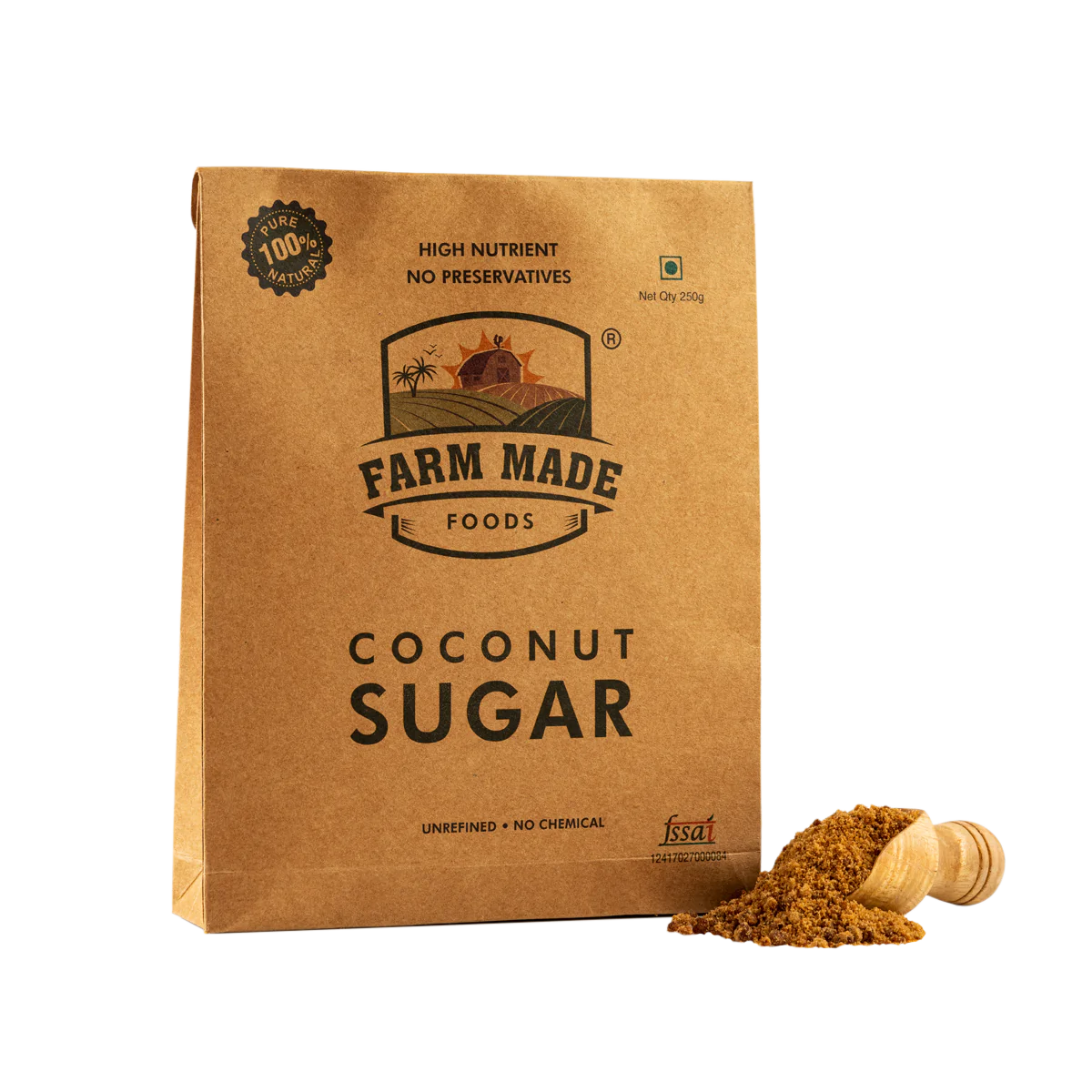 Sugar | Coconut Sugar – Great For Baking - No Added Chemical &amp;amp; No Added Preservative - Farm Made – 250gms