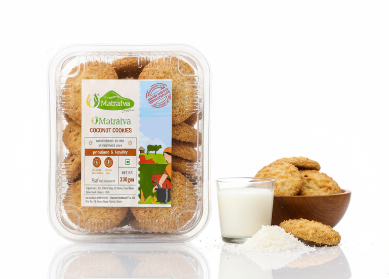 Cookies | Coconut Cookies - Made With Organic Ingredients - Healthy - Cruelty Free &amp; No Added Preservatives - Matratva - 350gm