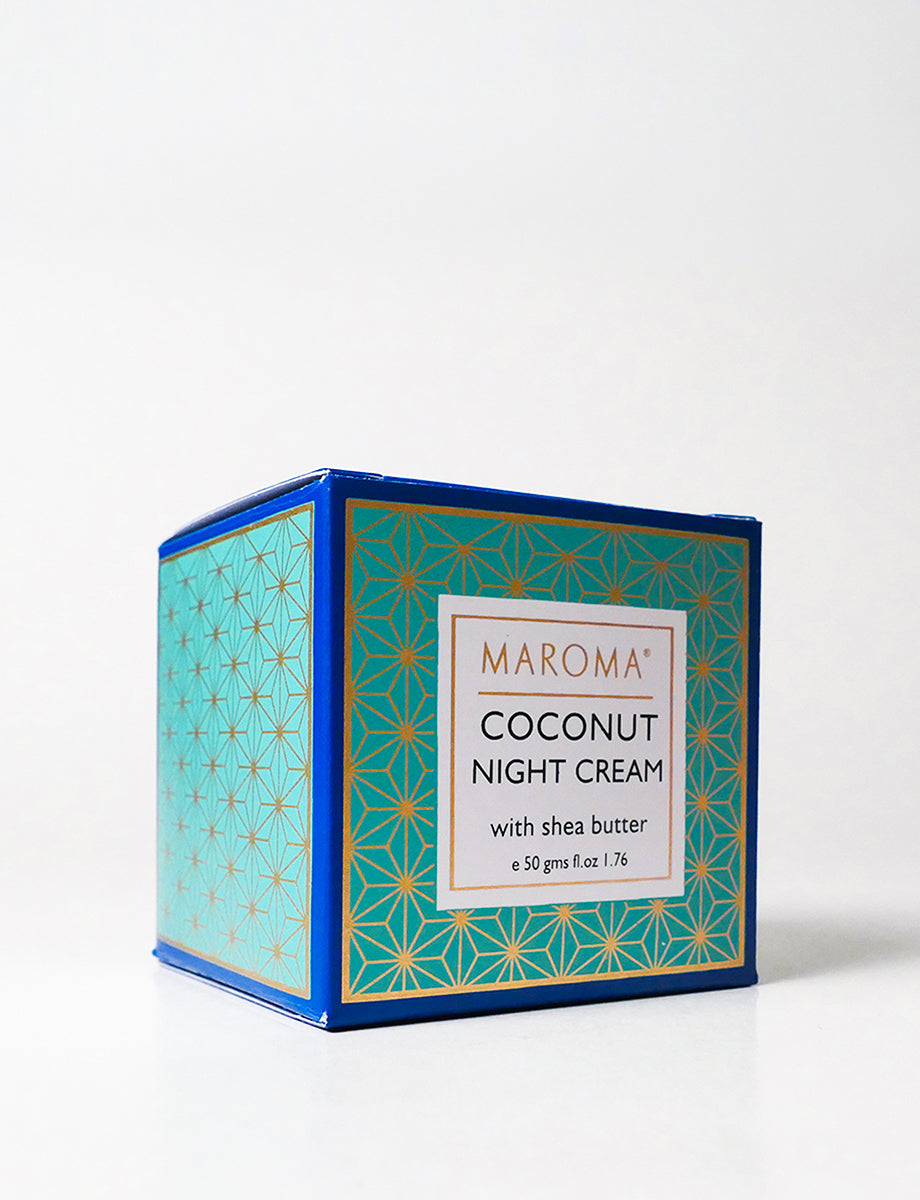 Night Cream | Coconut Night Cream (With Shea Butter) - 100% Natural - Cruelty Free, Palm Oil Free, No Parabens &amp; No Synthetic Fragrances - Maroma - 50gm
