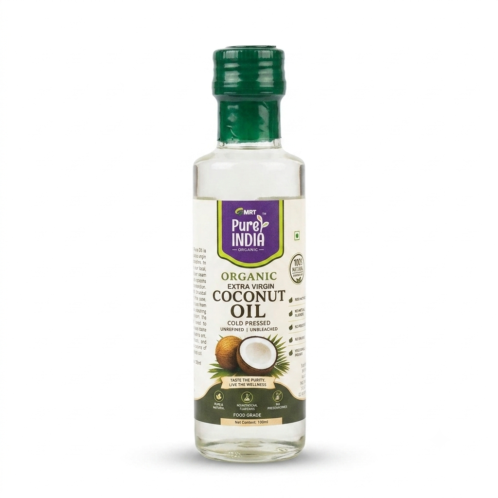 Coconut Oil – USDA Organic-Organic Extra Virgin  - Cold Pressed- Unrefined, Unbleached –No preservatives &amp; No artificial – MRT Organics – 100ml