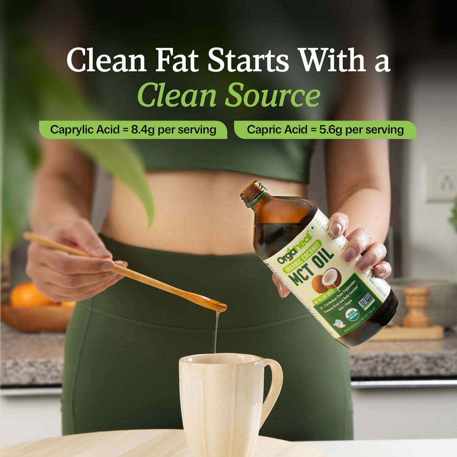 Coconut Oil -Organic Coconut MCT Oil-USDA Organic-Keto, Vegan, Certified Organic - No Fillers Oils - Orgaheal - 500ml