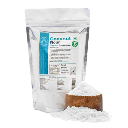 Coconut Flour | Defatted Coconut Flour - Unblanched - Gluten Free &amp; Keto Friendly - Sattvic Food - 250gm