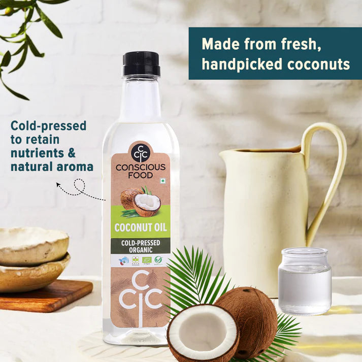 Coconut Oil | Cold Pressed Cold - Organic , 100% Pure - Edible Coconut Oil-Improve Metabolism and Boost Immunity Oil  – Conscious Food - 500ml