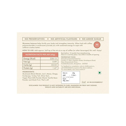 Coffee Booster | Shroom Immune (Kerala Vanilla) - No Added Preservatives, No Added Artificial Flavours &amp;amp; No Added Colour - Cosmix - 60gm