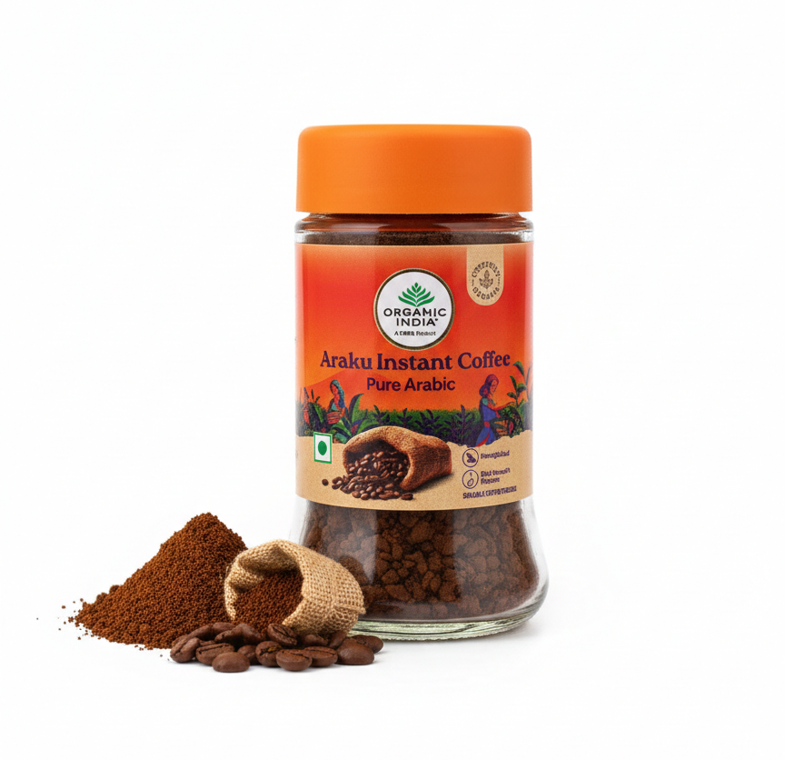 Coffee | Araku Instant Coffee (Pure Arabic)- 100% Organic - Rich Smooth Flavour - Organic India-50gm