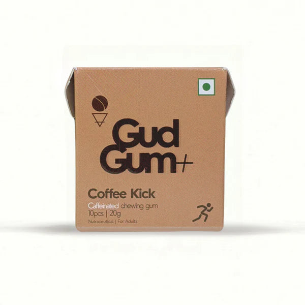 Chewing Gum | Coffee Kick ( Energy &amp; Focus Chewing Gum)- 40 mg Caffeine per Piece - 15 Pieces Per Pack - Natural -  Sugar Free &amp; Plastic Free - Gud Gum - 21gm