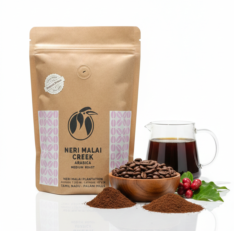 Coffee | Neri Malai Creek (French Press)- Arabica Medium Roast - Marc’s Coffee - 100% Arabica - Coffee Ideas – 250gm