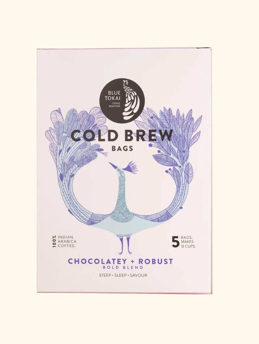 Coffee | Cold Brew Bag - Indian Arabica Coffee (Chocolatey + Robust) - Bold Blend - Blue Tokai - 5 Bags Makes 15 Cups - 225gm