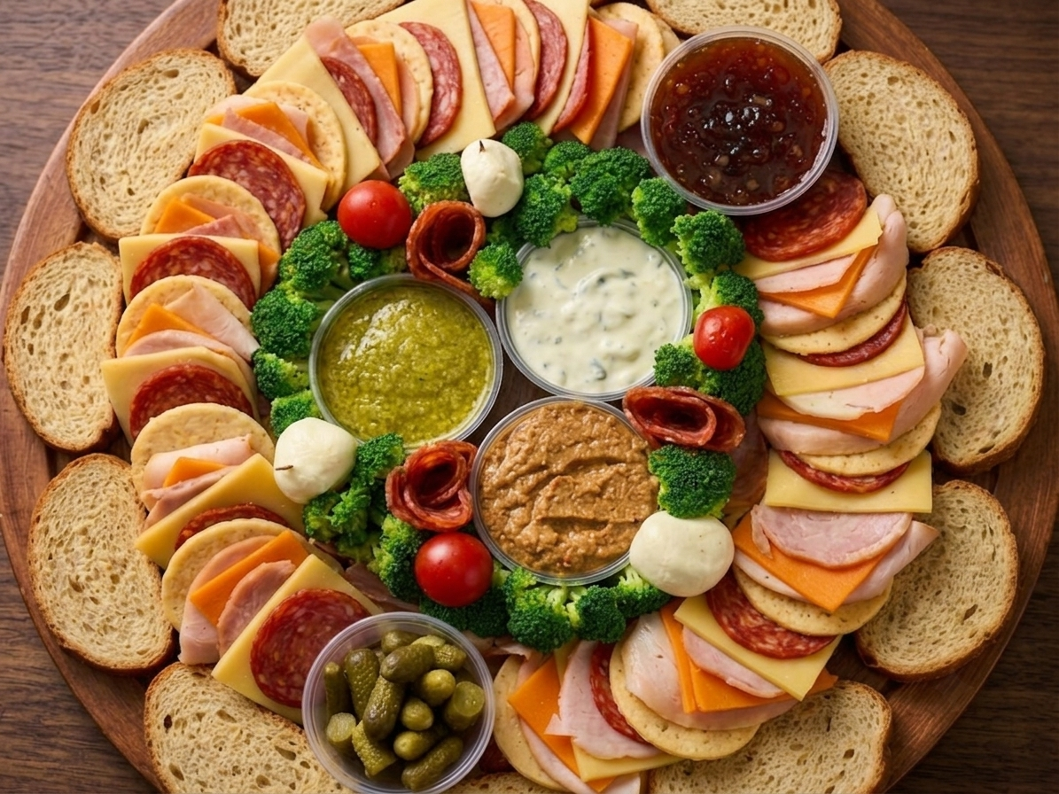 Cold Chicken Garden - Grazing Board of Cold Meat Garden- Non Veg - Fresh - Gourmet Meat &amp; Cheese Party Platter with Organic Ingredients
