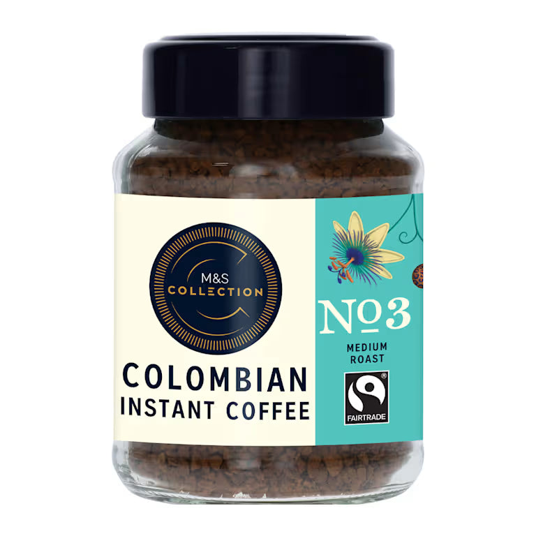 Colombian Instant Coffe-Single Origin – Richly Balanced With Fruit &amp;amp; Caramel Notes - Arabica Freeze Dried - Gluten Free - M&amp;amp;S Food – 100gm