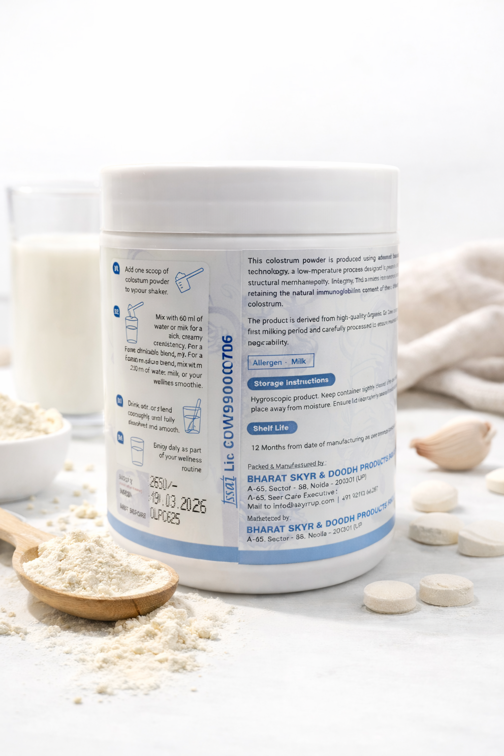 Colostrum Powder | Organic A2 Gir Cow- Source Of Immunoglobulin -Restore &amp; Revitalize – Gut Health, Antibodies Rich, Superfood Supplement– No Added Sugar, 28gm Protein, Zero Preservatives – Skyrrup – 200gm