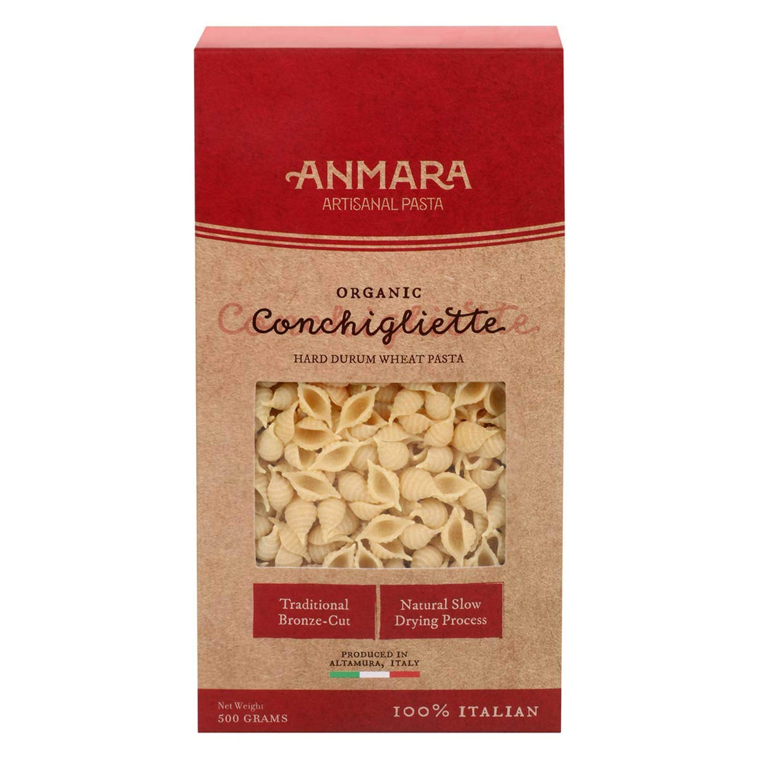 Pasta | Conchigliette Pasta - Organic - Hard Drum Wheat Pasta - 100% Italian – Anmara – 500gm
