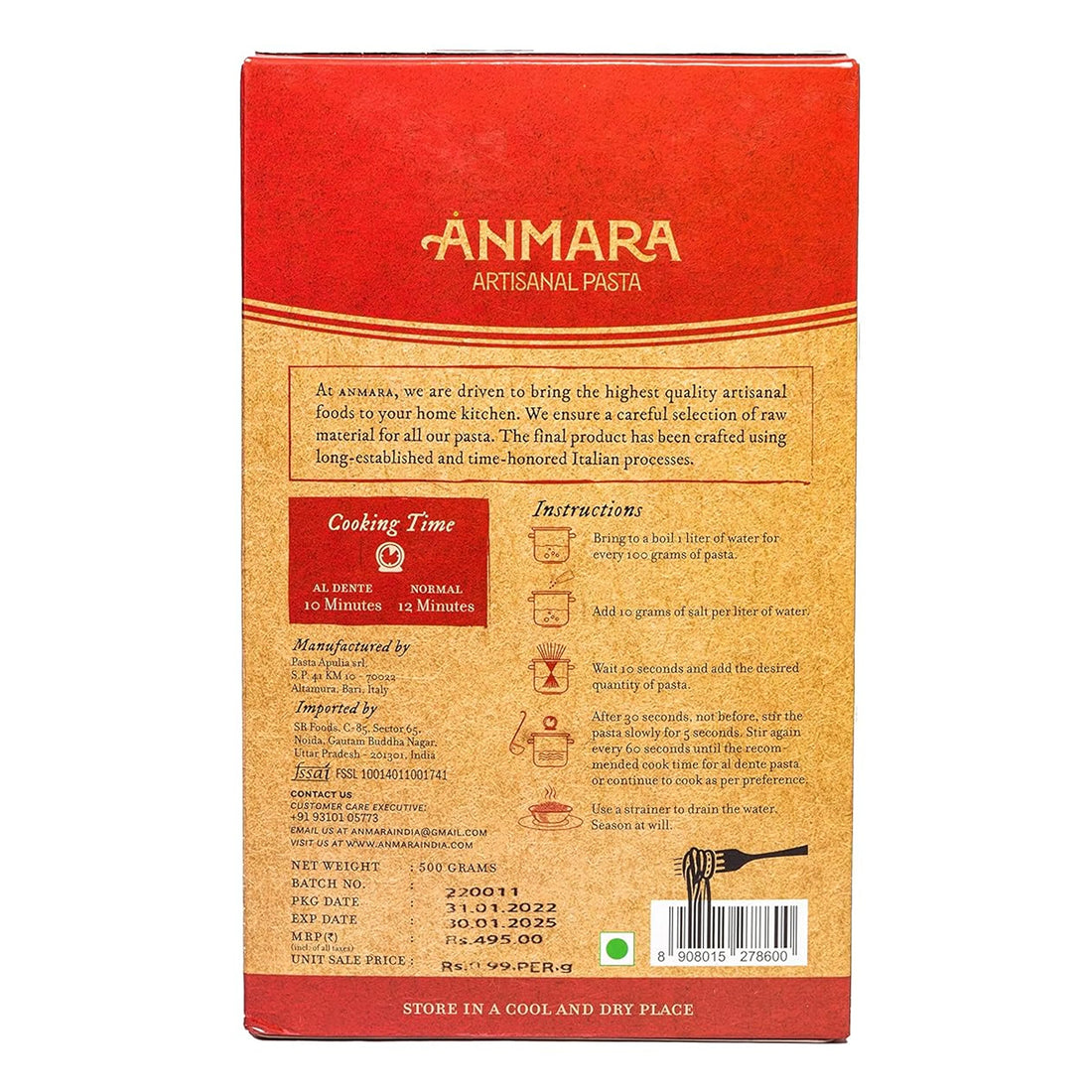 Pasta | Conchiglioni Pasta - Sea Shell - Shaped Pasta (Made from Hard Durum Wheat) - 100% Italian - Anmara – 500gm