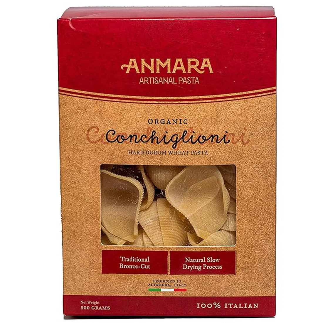 Pasta | Conchiglioni Pasta - Sea Shell - Shaped Pasta (Made from Hard Durum Wheat) - 100% Italian - Anmara – 500gm