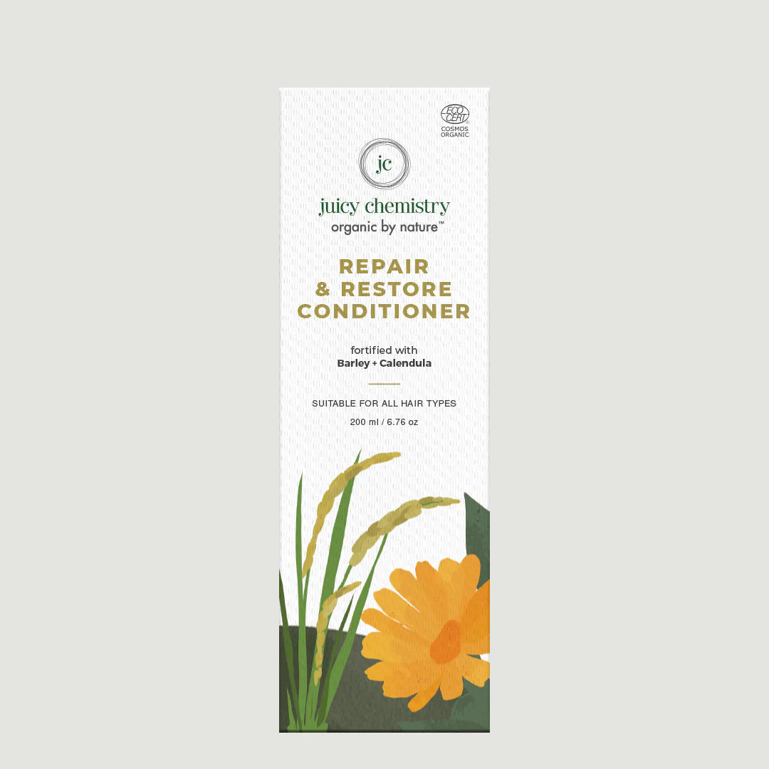 Hair Conditioner | Repair &amp;amp; Restore (Fortified With Barley + Calendula) - Suitable For All Hair Types - Handmade - Cruelty Free, Vegan, Gmo Free, Zero Sulphates, Zero Dyes, Paraben Free &amp;amp; No Colors Added - Juicy Chemistry - 200ml