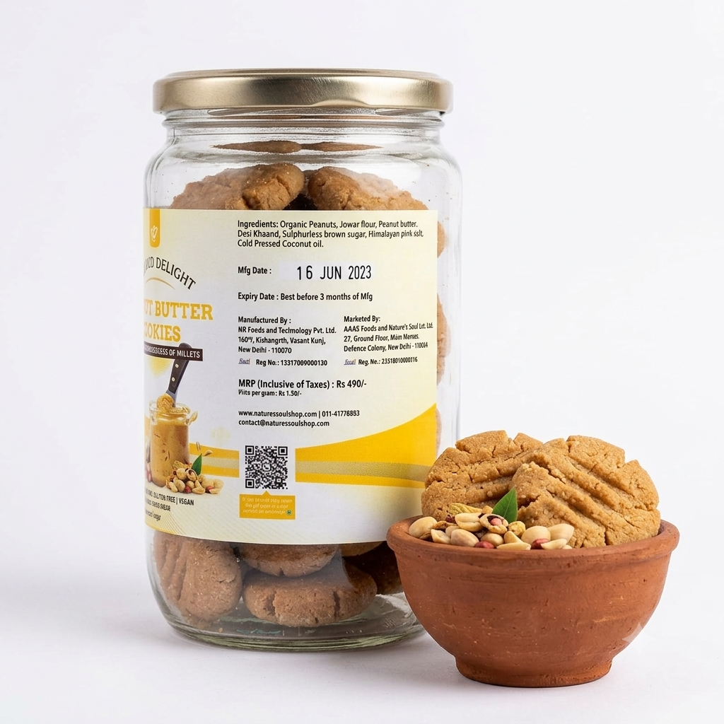 Peanut Butter Cookies | Everyday Delight – High In Protein, Vegan, Gluten Free, Refined Sugar Free, No Stabilizers, No Emulsifiers, No Artificial Flavours &amp;amp; No Preservatives – Nature’s Soul – 325gm