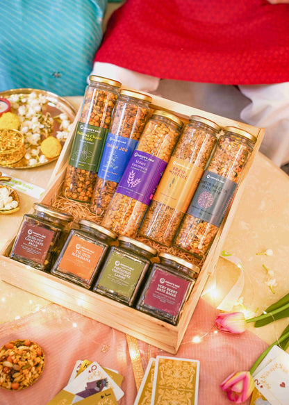 Diwali Hamper | Sweet &amp; Savoury Delight - No Palm Oil &amp; No Refined Sugar - Guilt Free Snacking - 10 Products