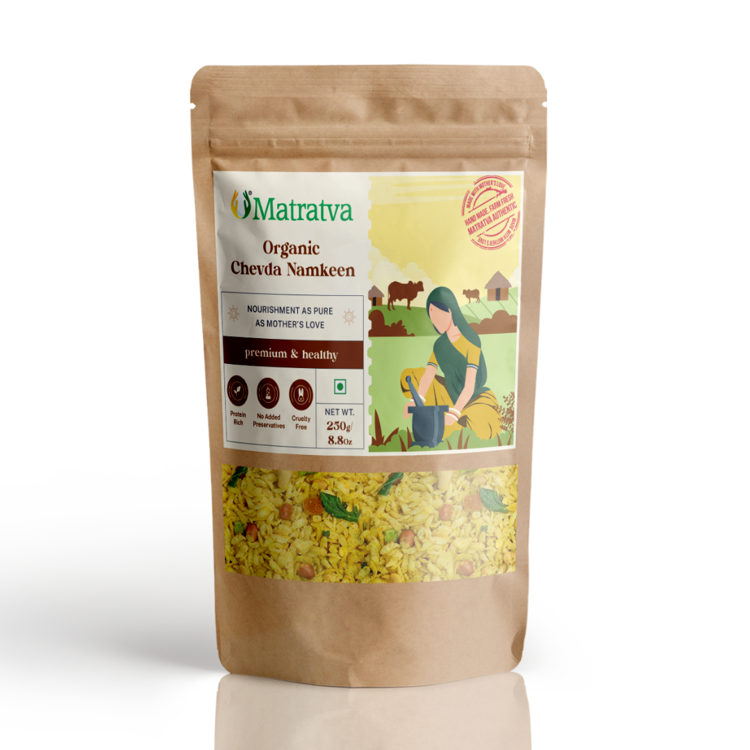 Chivda Namkeen | Premium Organic Diet Chivda Namkeen - Organic - No Added Preservatives, Color &amp; No Added Soda - Matratva - 250gm