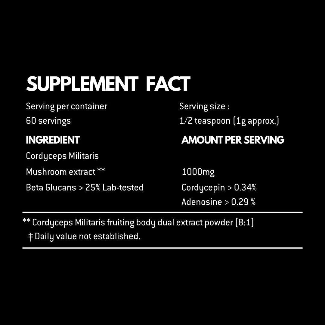 Cordyceps Militaris | Stamina, Immunity & Lipido – Vegan, Gluten Free, Dairy Free, Cholesterol Free, Soy Free & Peanut Free – Alchemy Dose – (30 Serving) – 30gm