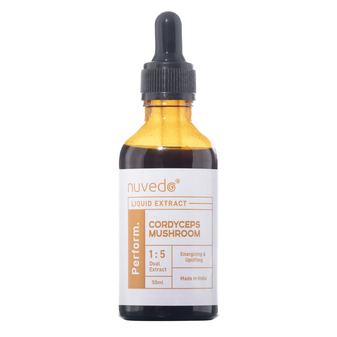 Liquid Extract | Cordyceps Mushroom Liquid Extract - Energizing & Uplifting - 1:5 Dual Extract – Vegan, Gluten Free, Caffeine Free, Sugar Free & Non GMO – nuvedo – (25 Servings) – 50ml