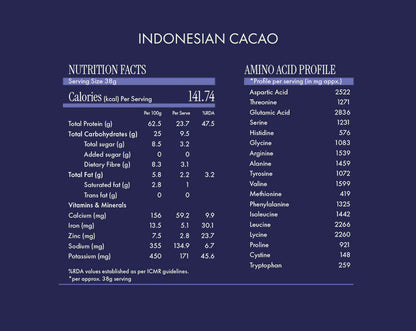 Protein Powder | Indonesian Cacao  (24g Protein Per Serving) - Fermented Yeast Protein – No Nonsense – No Added Sugar, No Added Sugar &amp; No Added Artificial Flavours – Cosmix – 500gm