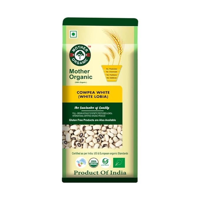 Cow Pea White - Rich in Protein - Lobia Chawli White - Naturally Gluten Free- USDA Organic - Unpolished Dal- Free Pesticides – Mother Organics – 500gm