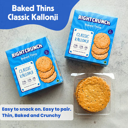Cracker - Classic Kallonji Baked Thins - Gluten Free, Vegan-No Maida, No Palm Oil &amp; No Artificial Ingredients- Right Crunch - 50gm