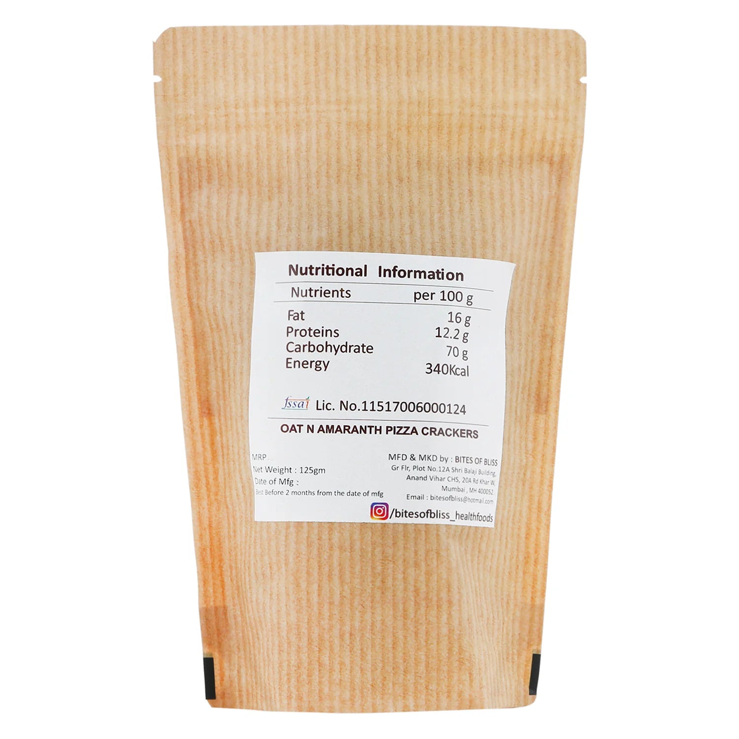 Cracker | Oat N Amaranth Pizza Cracker - Oven Baked - Vegan, No Added Preservative &amp; Diabetic Friendly - Bites Of Bliss - 115gm