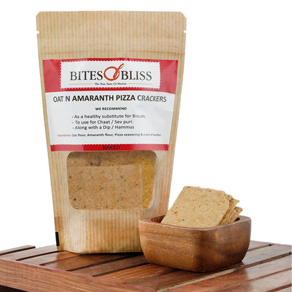Cracker | Oat N Amaranth Pizza Cracker - Oven Baked - Vegan, No Added Preservative &amp; Diabetic Friendly - Bites Of Bliss - 115gm