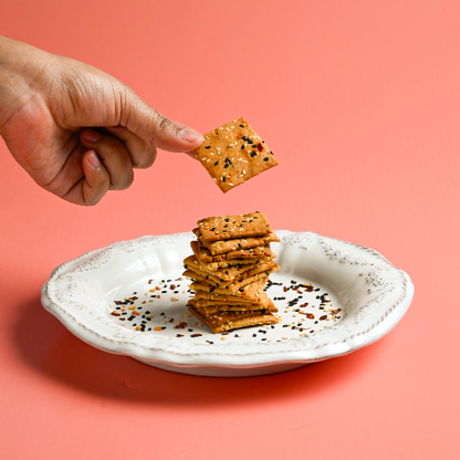 Crackers | Hot Honey &amp; Sesame Crackers-Sweet-Spicy Crunch , Baked Cracker -No Preservatives– Vivanda– 125gm
