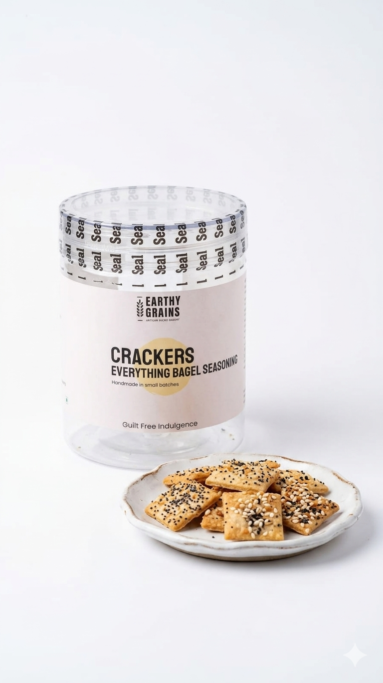 Crackers | Everything Bagel Seasoning- Guilt Free Indulgence-Handmade Small Batches- No Preservatives- Earthy Grains - 100gm