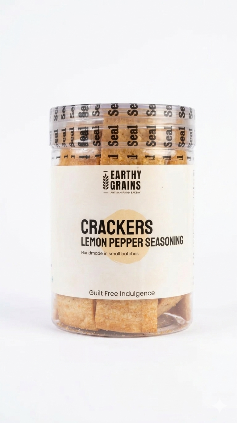 Crackers | Lemon Pepper Seasoning - Guilt Free Indulgence- No Preservatives- Earthy Grains - 100gm