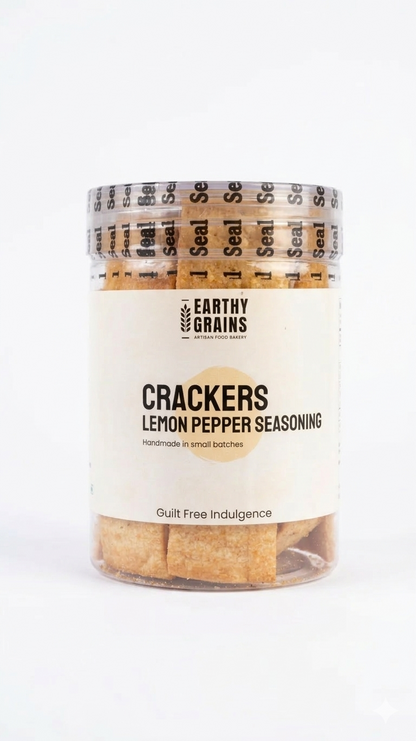 Crackers | Lemon Pepper Seasoning - Guilt Free Indulgence- No Preservatives- Earthy Grains - 100gm