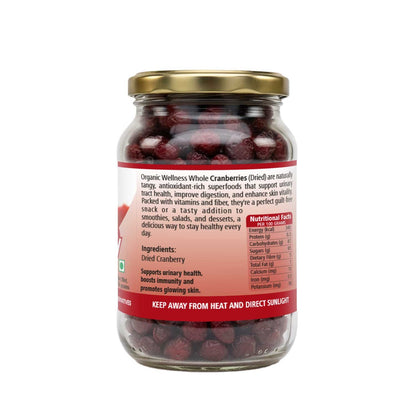 Cranberry | Antioxidants Rich Delicious Tasty and Chewy Snack- Berry Power Everyday-Whole &amp; Sun Dried-No Added Sugar &amp; Preservatives - Certified Organic - Organic Wellness - 150gm