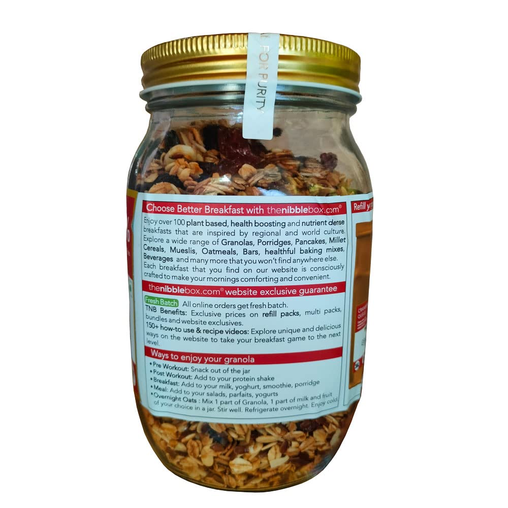 Granola | Cranberry Queue Granola - 45% Dry Fruit - Vegan &amp; Gluten Free - The Nibble Box - 500gm