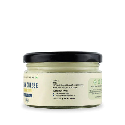 Cream Cheese | French Style (Made With A2 Milk) - Natural - Free Range - No Added Sugar &amp;amp; Preservatives Free - Highland Farms - 200gm