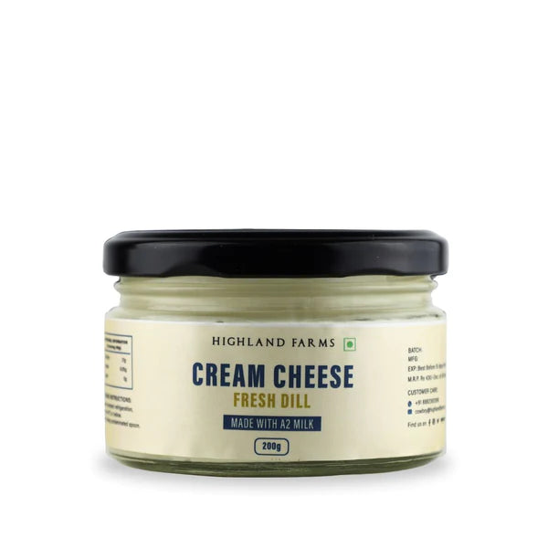 Cream Cheese | Fresh Dill (Made From A2 Milk) - Natural – Free Range - No Added Sugar &amp;amp; Preservatives Free – Highland Farms – 200gm