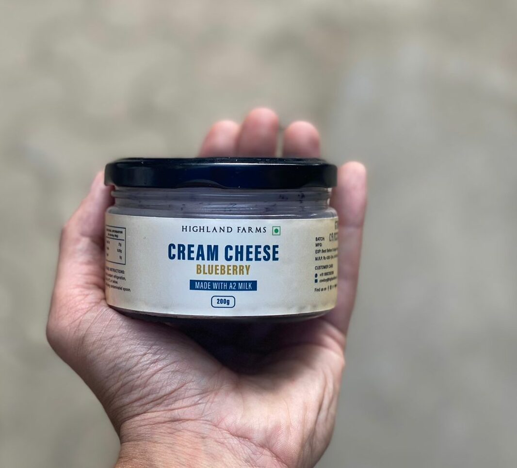 Cream Cheese | Blueberry (Made From A2 Milk) - Natural – Free Range - No Added Sugar & Preservatives Free – Highland Farms – 200gm